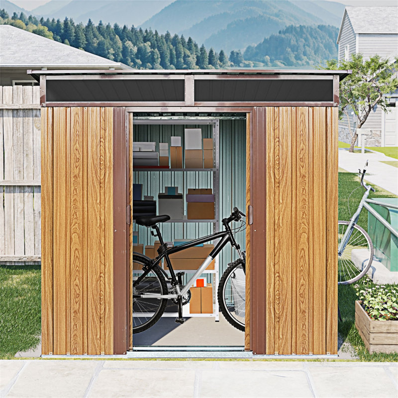 Rangement extérieur 6 pi x 5 pi avec plaque et base transparentes, Café