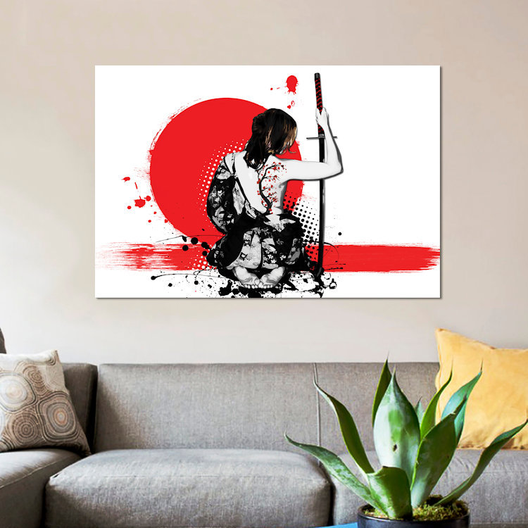 «Trash Polka Femelle Samura» par Niklas Gustafsson - reproduction d'art sur toile tendue, H 12 po x l 18 po x P 1,5 po