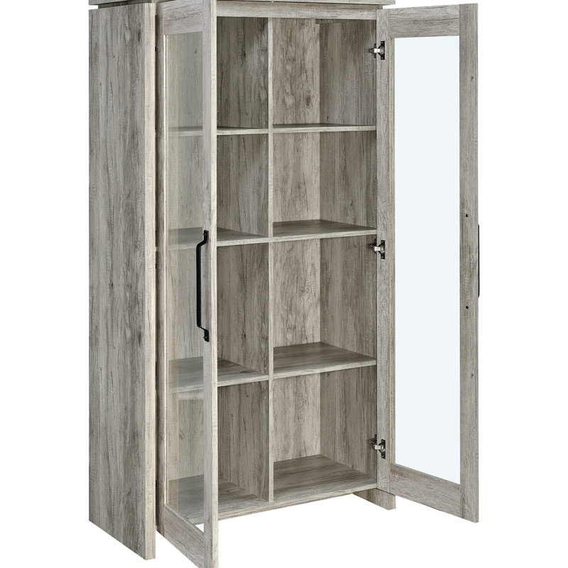 Armoire en bois d'ingénierie gris à 2 portes en bois d'ingénierie avec finition lisse pour une organisation de style bord de mer dans le salon