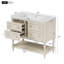 Ensemble de meuble-lavabo 36 po avec lavabo 36 po, lavabo en céramique encastré, ensemble de meuble-lavabo autoportant avec 4 tiroirs, armoire de salle de bain avec cadre en bois massif, beige-495881018