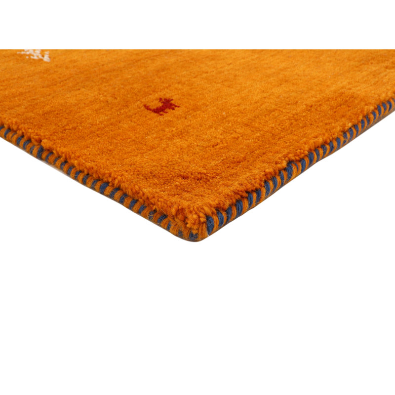 Handwoven Wool Gabbeh Uni Orange Rug, Runner 60 x 180cm