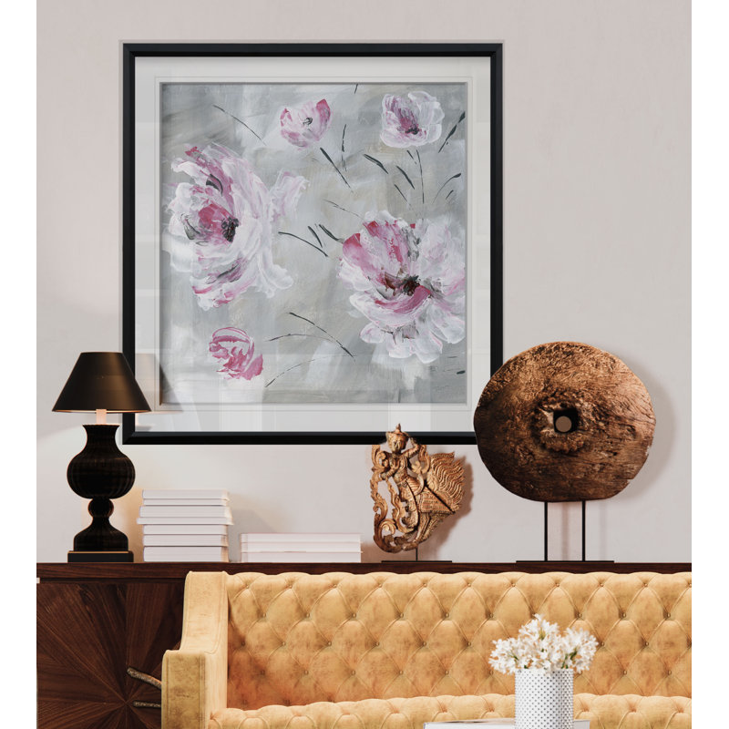 «Blush Bloom I», reproduction d'art encadrée, H 23 po x l 23 po x P 1,5 po, Cadre noir