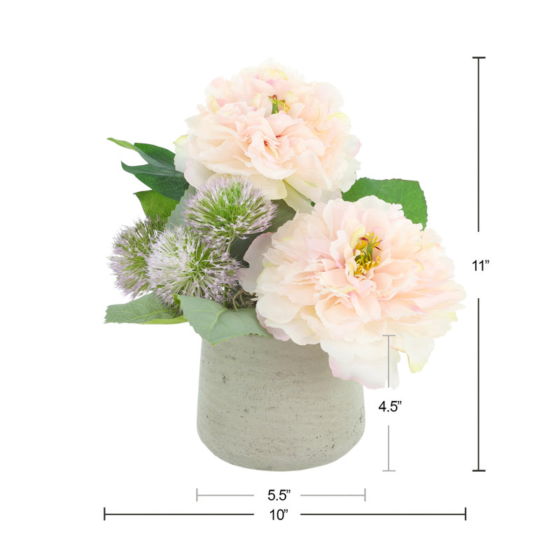Peonies and Thistle in Fiberstone Pot