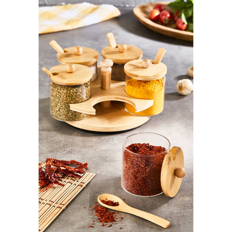 5 Pieces 100% Glass Spice Jar Set
