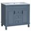 Meuble-lavabo de salle de bain moderne 36 ", miroir bleu, meuble-lavabo 2 portes et tiroirs, unité