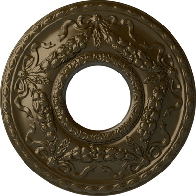Endurathane Hurley Ceiling Medallion, 22 1/8"OD x 7 1/4"ID x 1 3/4"P (Fits Canopies up to 7 1/4"), Hand-Painted Brass Finish