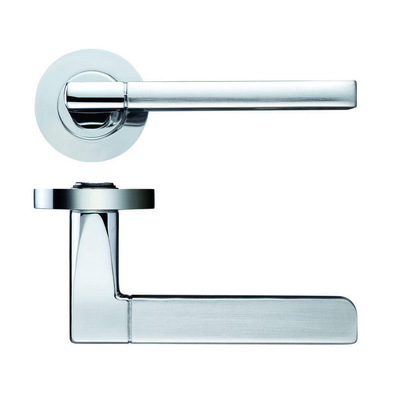 Venice Latch Door Handle, Satin Chrome/Polished Chrome