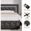 Ensemble de chambre à coucher 3 pièces, avec lit plateforme capitonné en similicuir et table de chevet DEL-1938109931-1938109941