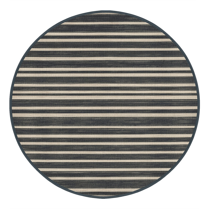  Tapis lavable rayé gris ardoise perlé, Rond 7 pi