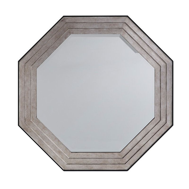 Silver and Wood Queen Bed with Octagonal Headboard