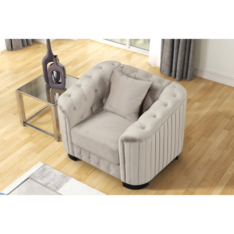 Jasrah Velvet Chesterfield Chair, Caffe Velvet