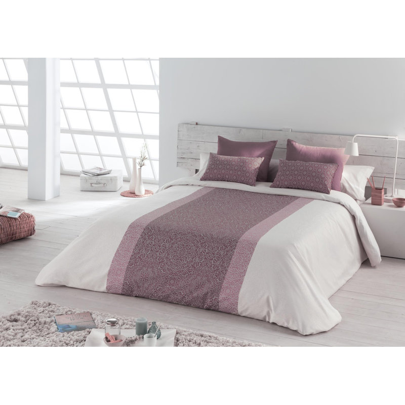 Cotton Blend No Pattern Duvet Cover Set with Pillowcases, Mauve, Super King Duvet Cover + 2 Pillowcases (45 x 90)