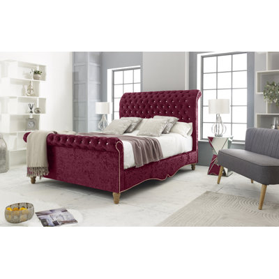 Margrett Upholstered Velvet Sleigh Bed