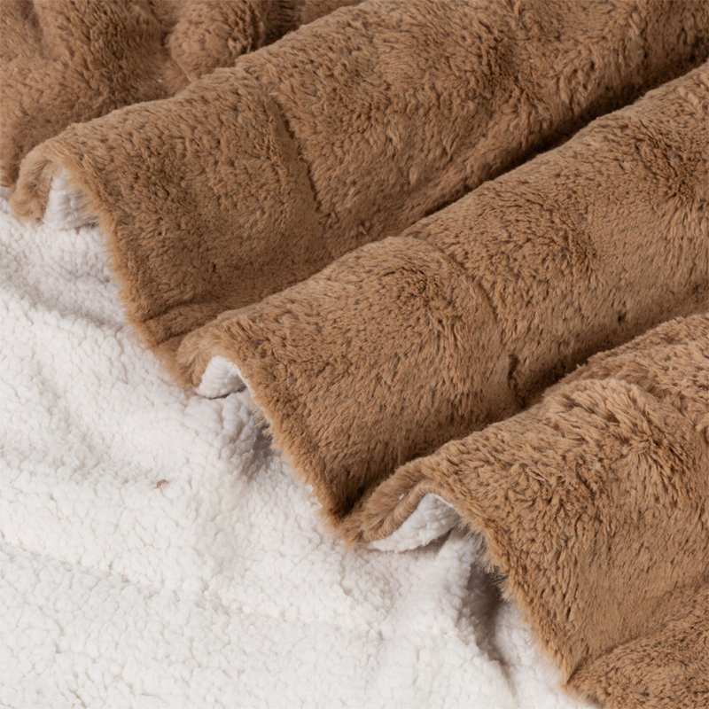Plain Weave / Muslin Throw Blanket, Light Brown/White