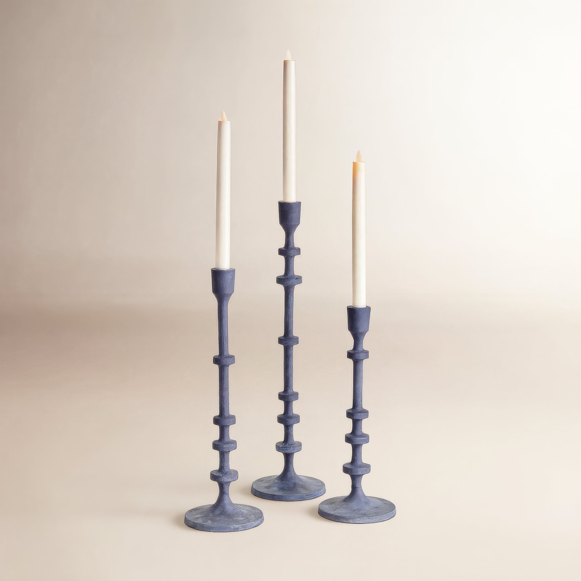 Ginny Taper Holders (Set of 3), Gray