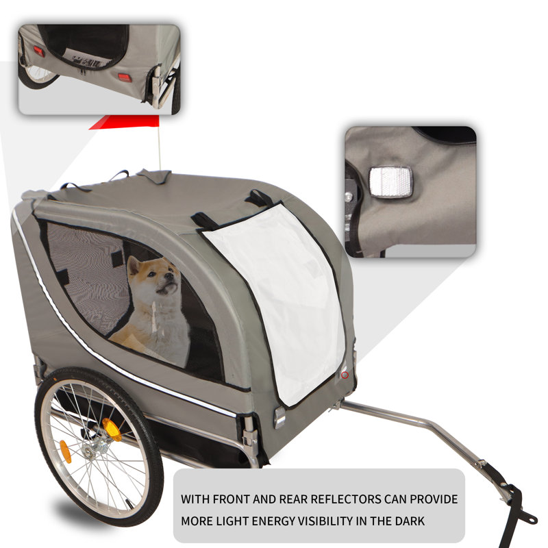Remorque pour animaux de compagnie - Porte-vélos pour chiens de petite et moyenne taille - Cadre pliable robuste avec roues de 20 pouces - Centre de gravité bas, cadre pliable facile, porte-vélos