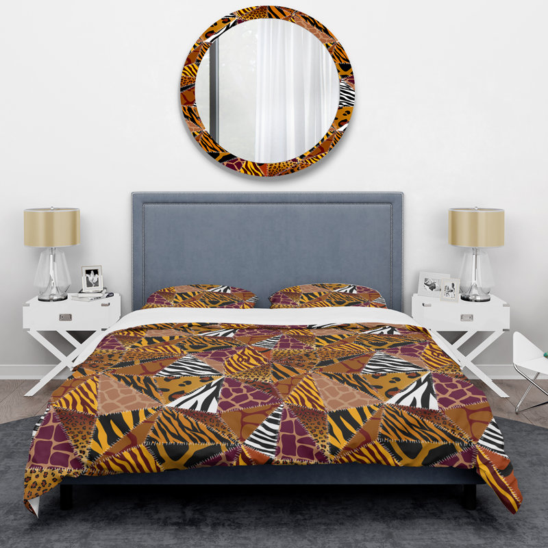 Ensemble de housse de couette en microfibre brun / noir / mauve 3 pièces