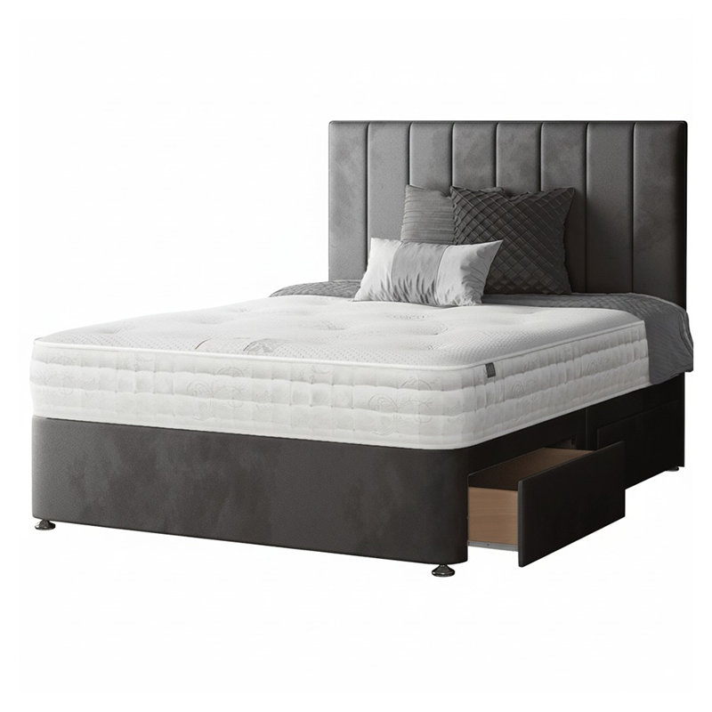 Hedley Divan Bed Base, Charcoal, Single (3'), 2 Right Drawers