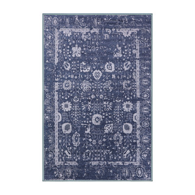 Tapis oriental bleu marine / blanc Sewickly