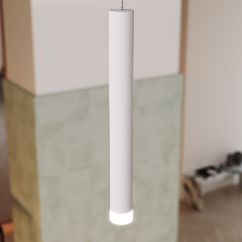 Lustre cylindrique linéaire à 62 lumières DEL Suspender®, Blanc satiné