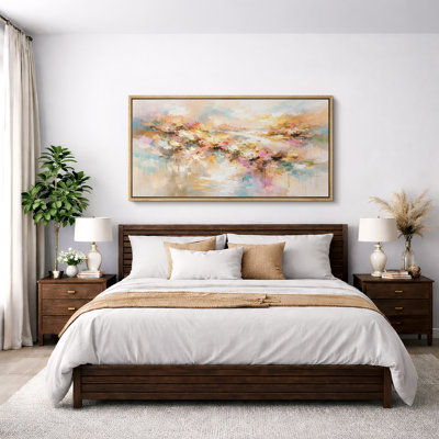 Colorful Abstract Floral Garden Artwork, Modern Watercolor Flower Pictures, Framed Canvas Giclee Print Wall Art