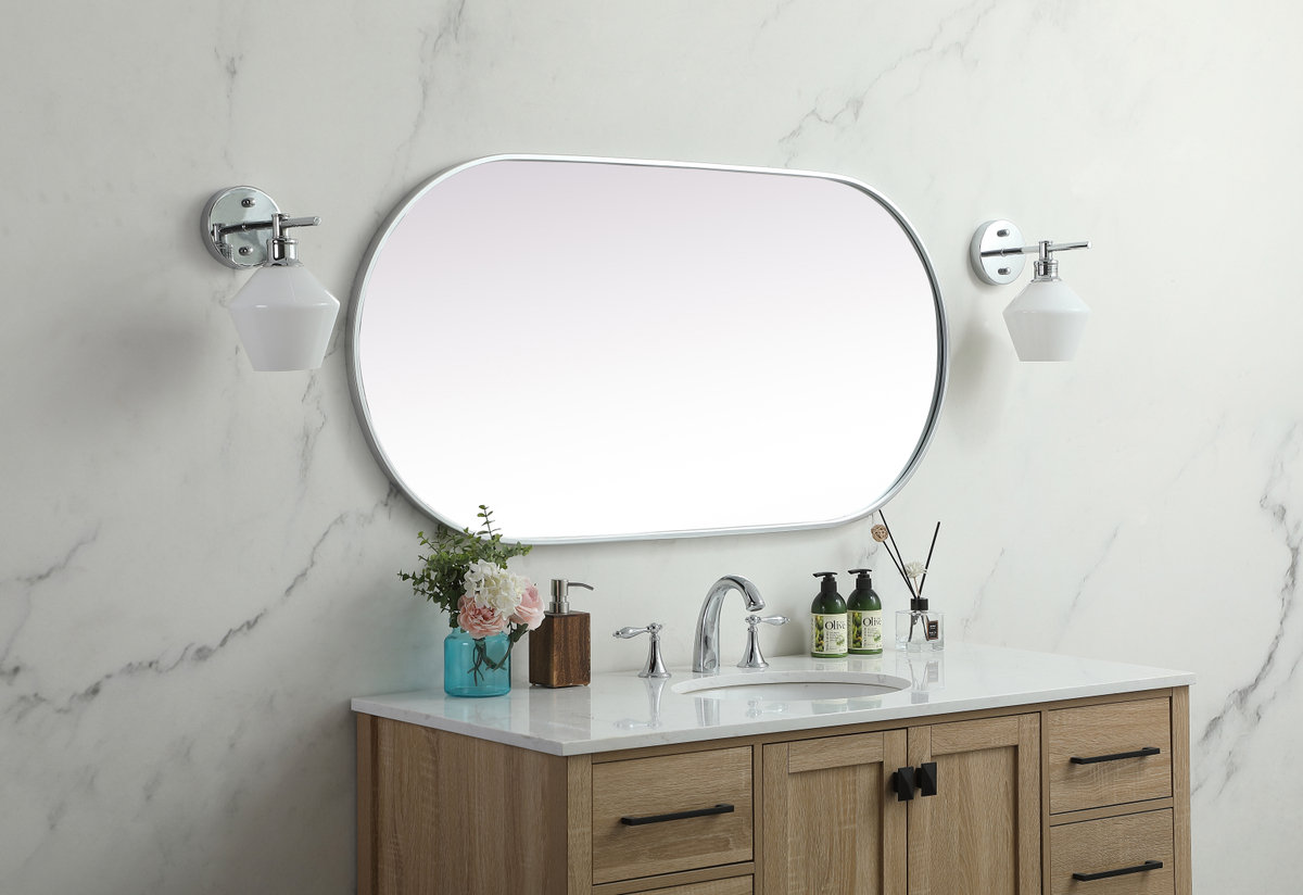 Elington Metal Oval Mirror, Silver, 48"  x 24" 