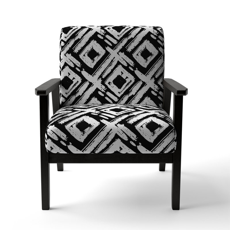 Fauteuil d'appoint rembourré à motif géométrique noir et blanc
