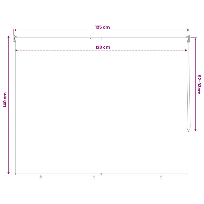 Roller shade, 125 cm W x 140 cm L