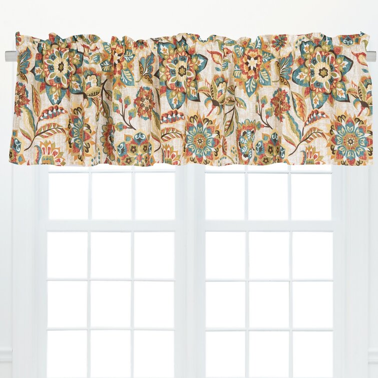 Ecole Floral Cotton Ruffled 72'' W Window Valance in