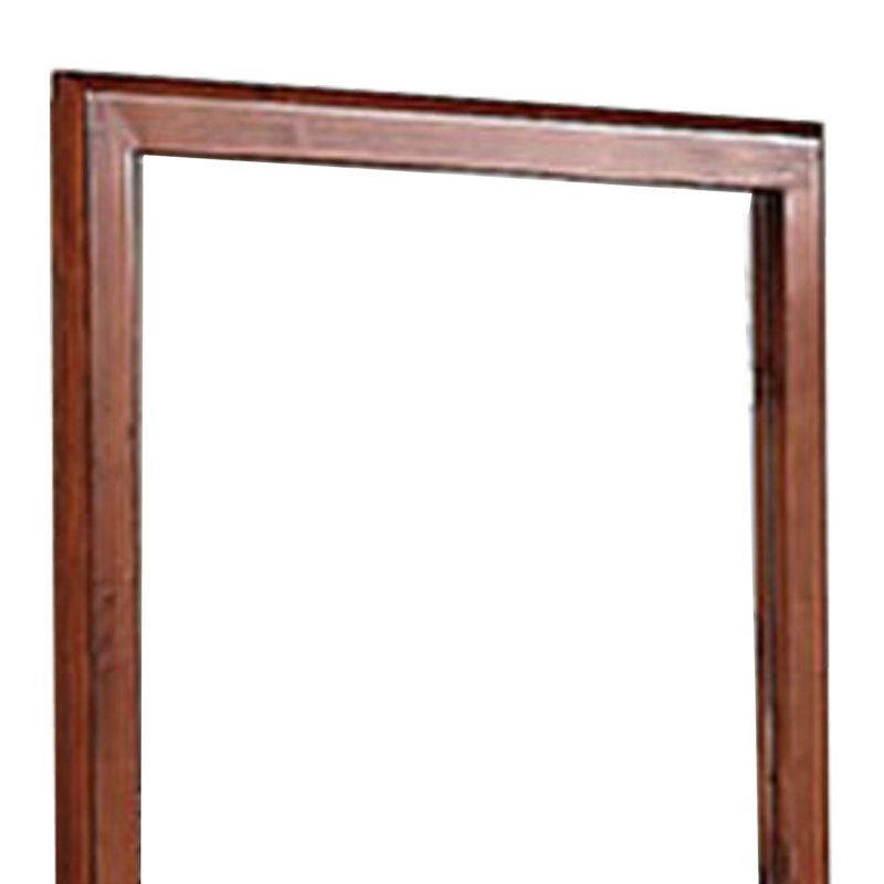 Wood Flat Mirror, 36" x 32", Brown