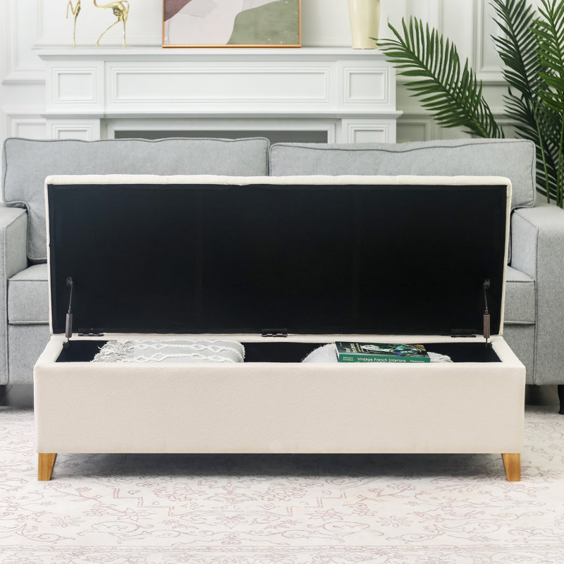 Banc de rangement rembourré Katonia, Blanc