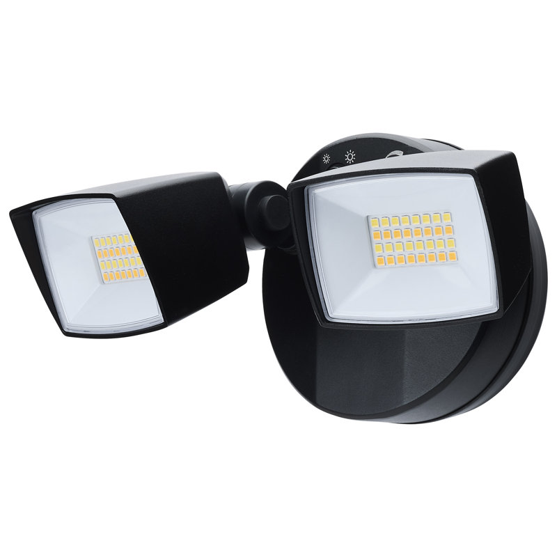 Black Dual Head LED Security Flood Light with Adjustable Brightness