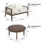 Ensemble de causeuse et de table d'extérieur, structure en bois d'acacia avec détails en corde, coussins beiges hydrofuges pour patio / cour arrière / terrasse-1816268024-1816268030