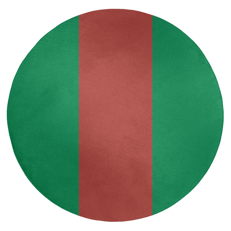 Tapis à rayures vert/doré, Rond 5 pi