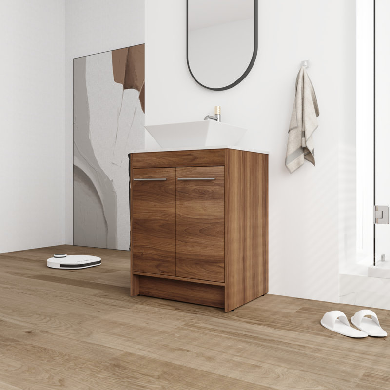 Meuble-lavabo simple 23,94 po avec plateau en pierre Kayshaun