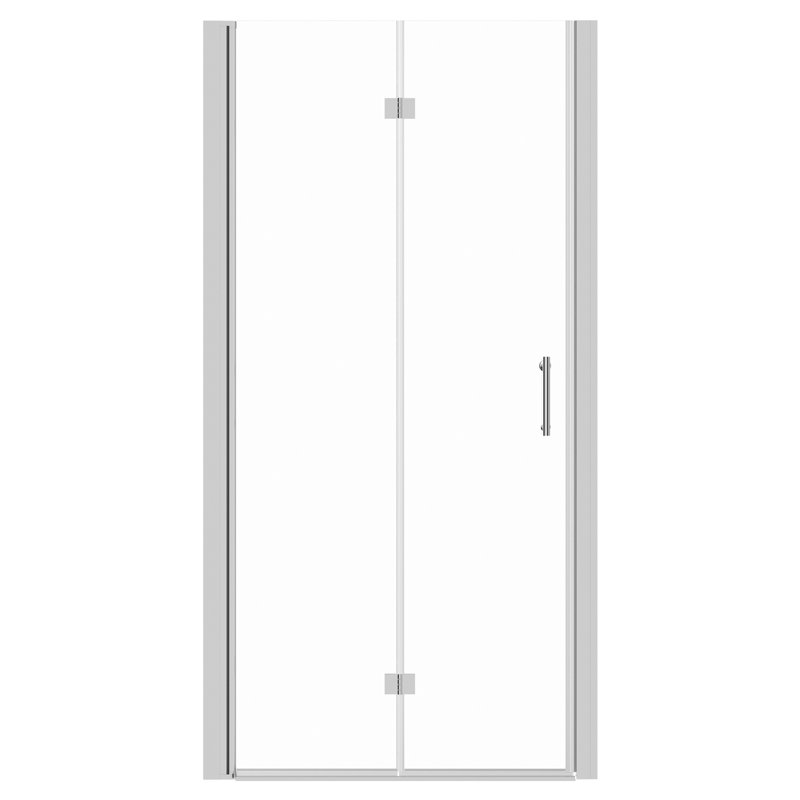 30" W x 72" H Bifold Pivot Shower Door with 1/4" Tempered Glass, Stainless Steel Chrome Frame, Chrome
