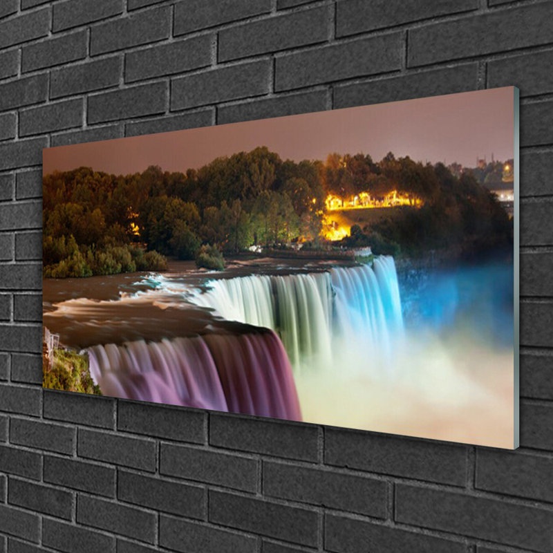 Nature Forest Waterfall - No Frame Print on Glass