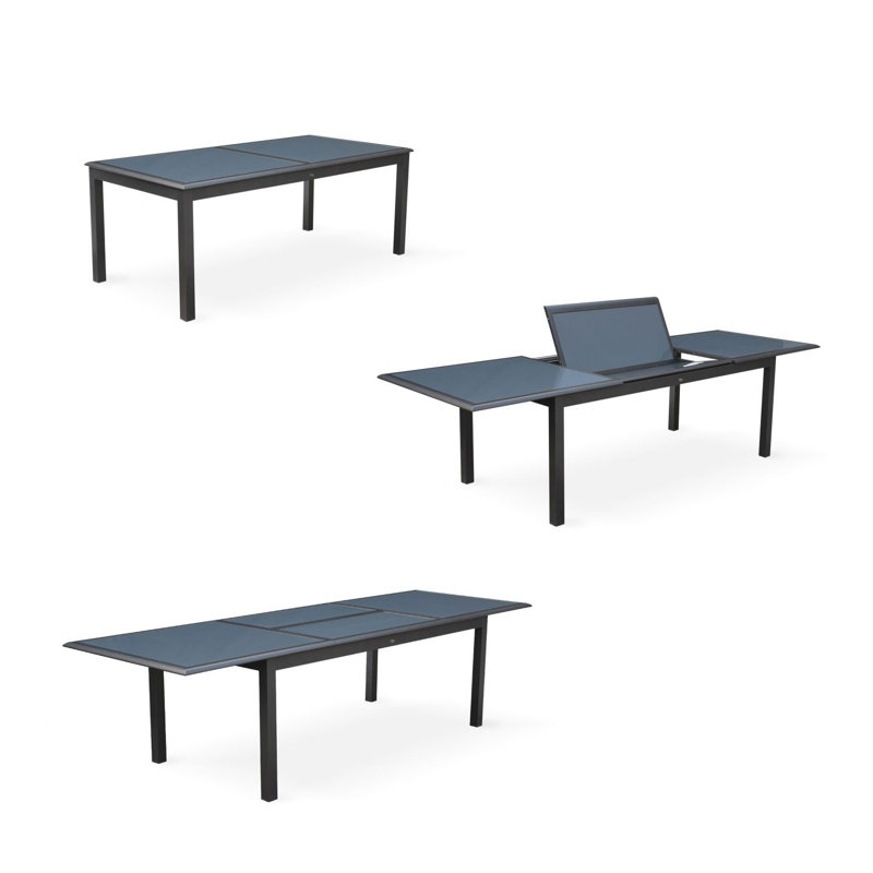 Arvinder 8 - Person Patio Dining Set with Extendable Rectangular Table , Cushions Included, Grey
