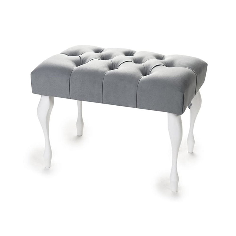 100% Polyester Upholstered Bench, Grey/White, H40 x W80 x D35cm