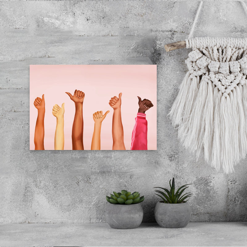 Art mural moderne abstrait pouce en l'air, H 18 po x l 12 po