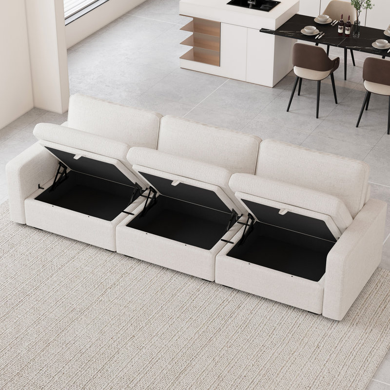 Canapé modulaire Hymes avec housse de coussin amovible, Chenille blanche