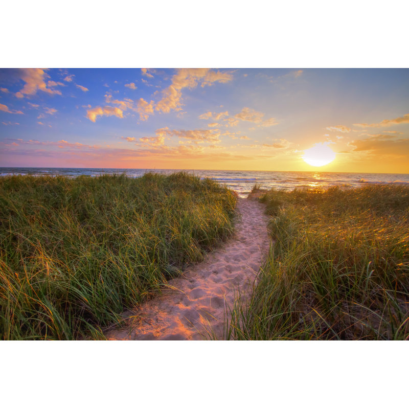 Sunset Beach Path par Ehrlif - Photographie sur toile tendue, L 12 po x H 8 po