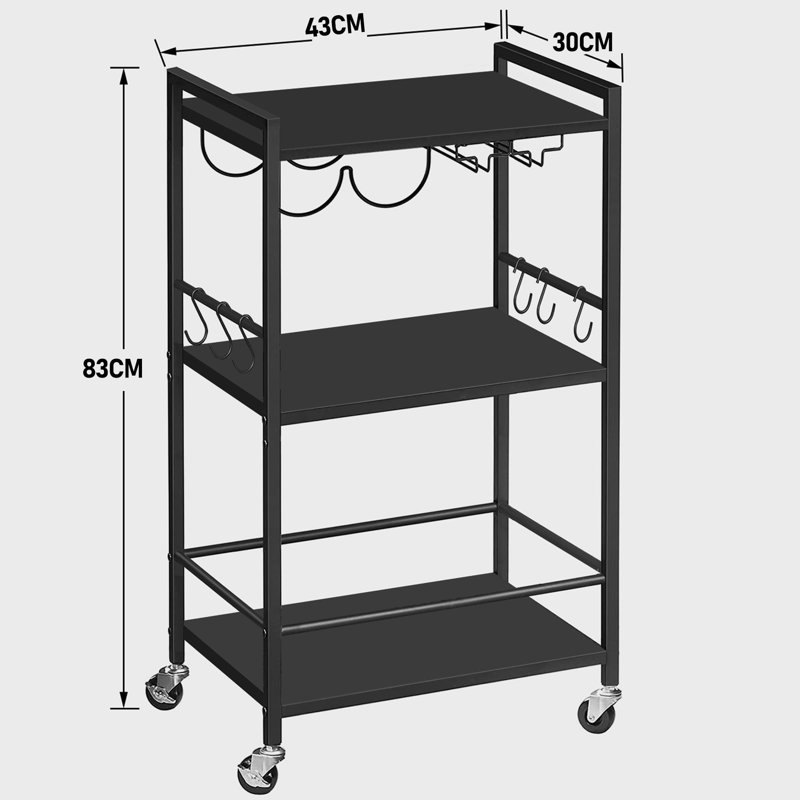 Metal Bar Cart, Matte Black