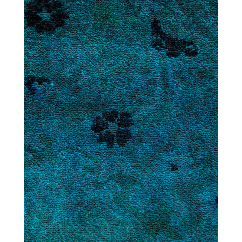 Tapis unique bleu / vert Overyed 4 pi x 4 pi 2 po