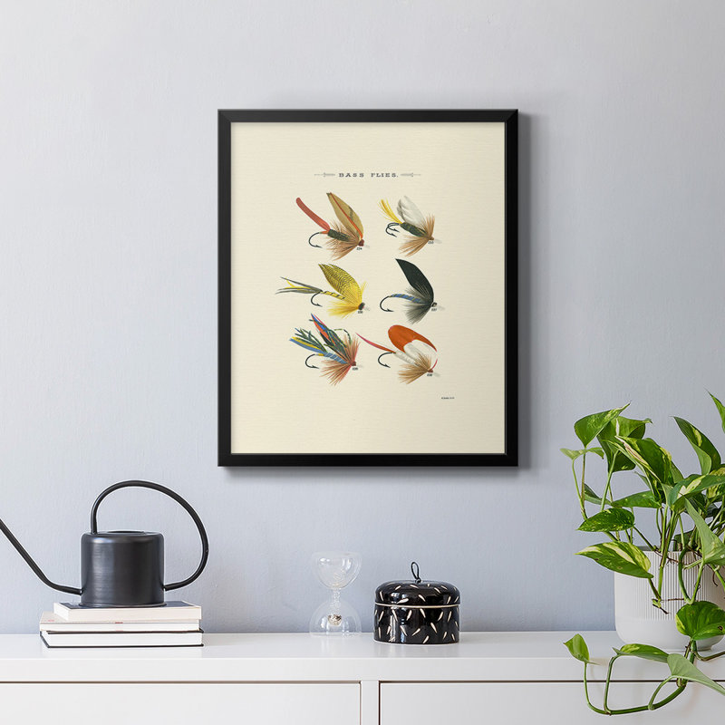 Bass Flies I, toile encadrée de qualité supérieure - prête à être accrochée, Noir, H 24 po x l 20 po