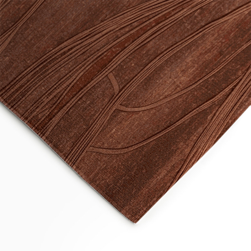 Tapis brun abstrait intérieur et extérieur, Rectangle 5 pi x 7 pi