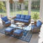 Ensemble de mobilier d'extérieur en osier 7 pièces avec fauteuil coulissant, table d'appoint et repose-pieds Anferney-700347315-700347321