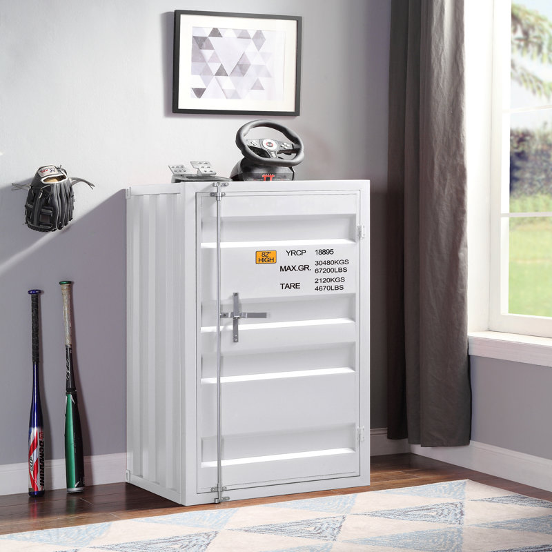 Commode blanche à 1 porte avec serrure de contenant