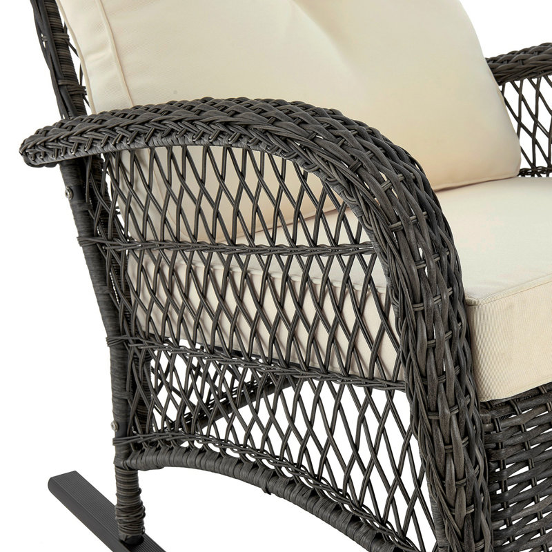 Chaise berçante rembourrée Fruttuo crème et noire, Noir/crème