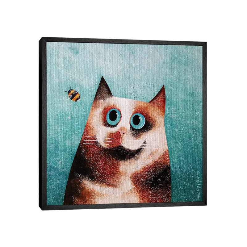 Bebe and Bee by Vicky Mount - Floater Frame Graphic Art on Canvas, Black Framed Canvas, 45.72 cm H x 45.72 cm W